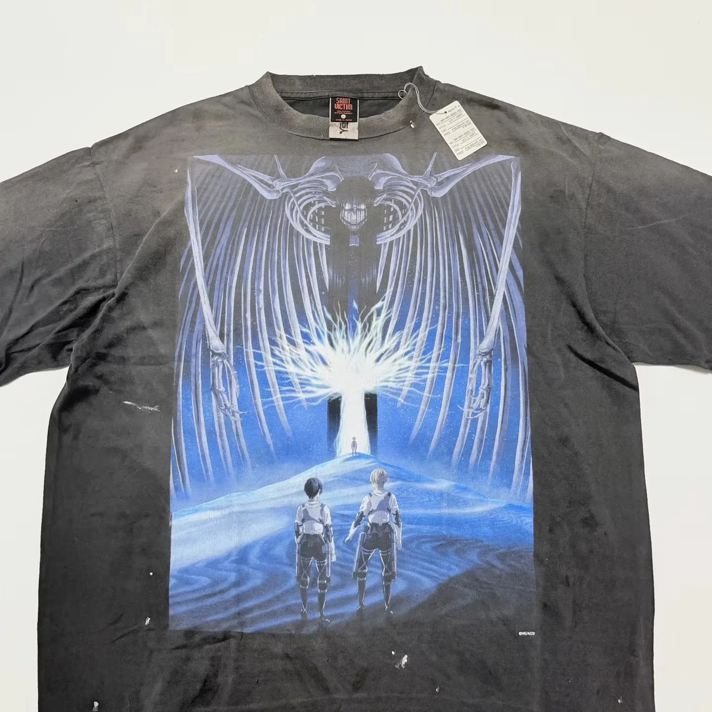 Washed SAINT ATTACK ON TITAN T Shirt Men Women Best Quality Oversize Tee Tops T-Shirt