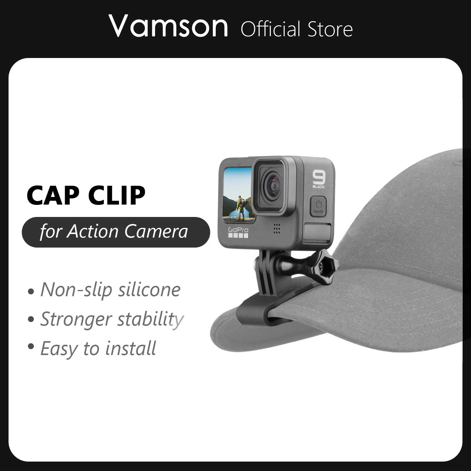 Vamson Hat Clip Bracket Mount Kit With Screw Head Adapter and Screw for GoPro 12 11 10 9 8 7 for insta360 X3 ONE X2 for DJI OSMO