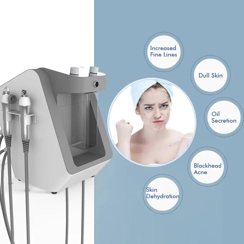 4 in 1 Small Bubble Machine Hydro Dermabrasion H2O2 Water Oxygen Deep Cleansing Face Lifting Aqua Peeling Facial Machine SPA Use