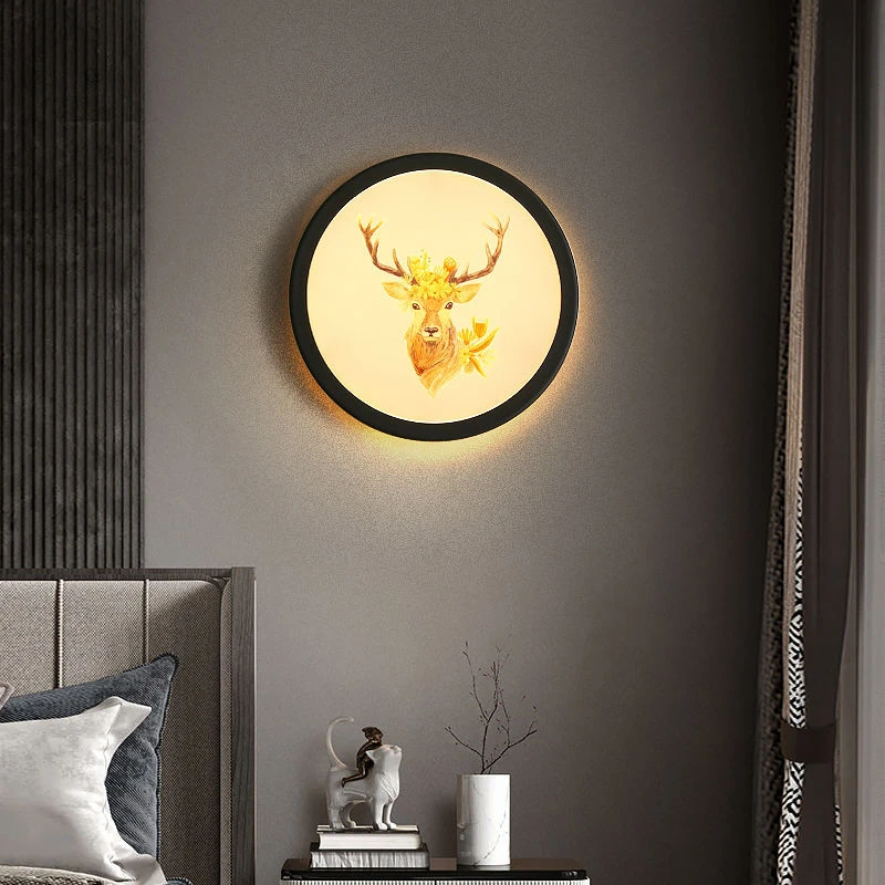 Vintage Mural LED Wall Lamps Industrial Round Acrylic Picture Sconce Bedside Bedroom Loft Hotel Home Decor Wall Lighting Fixture