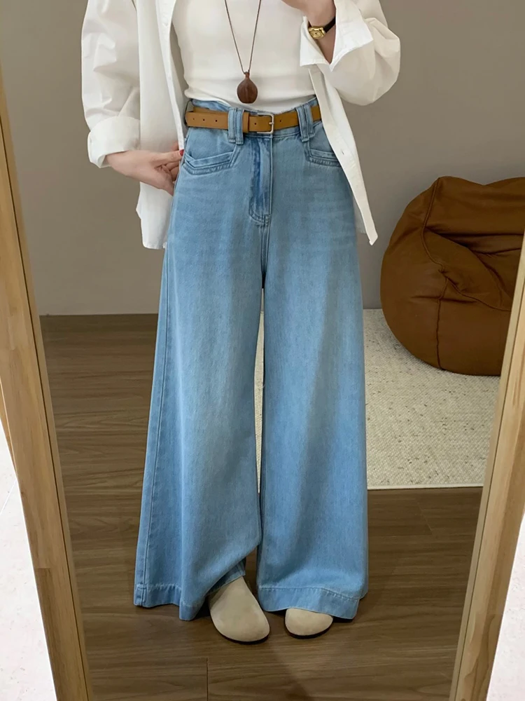 

High Waist Loose Fit Casual Jeans Women's Simple Style Summer New Slimming Long Pants Spring Fashion Soft Cotton Denim