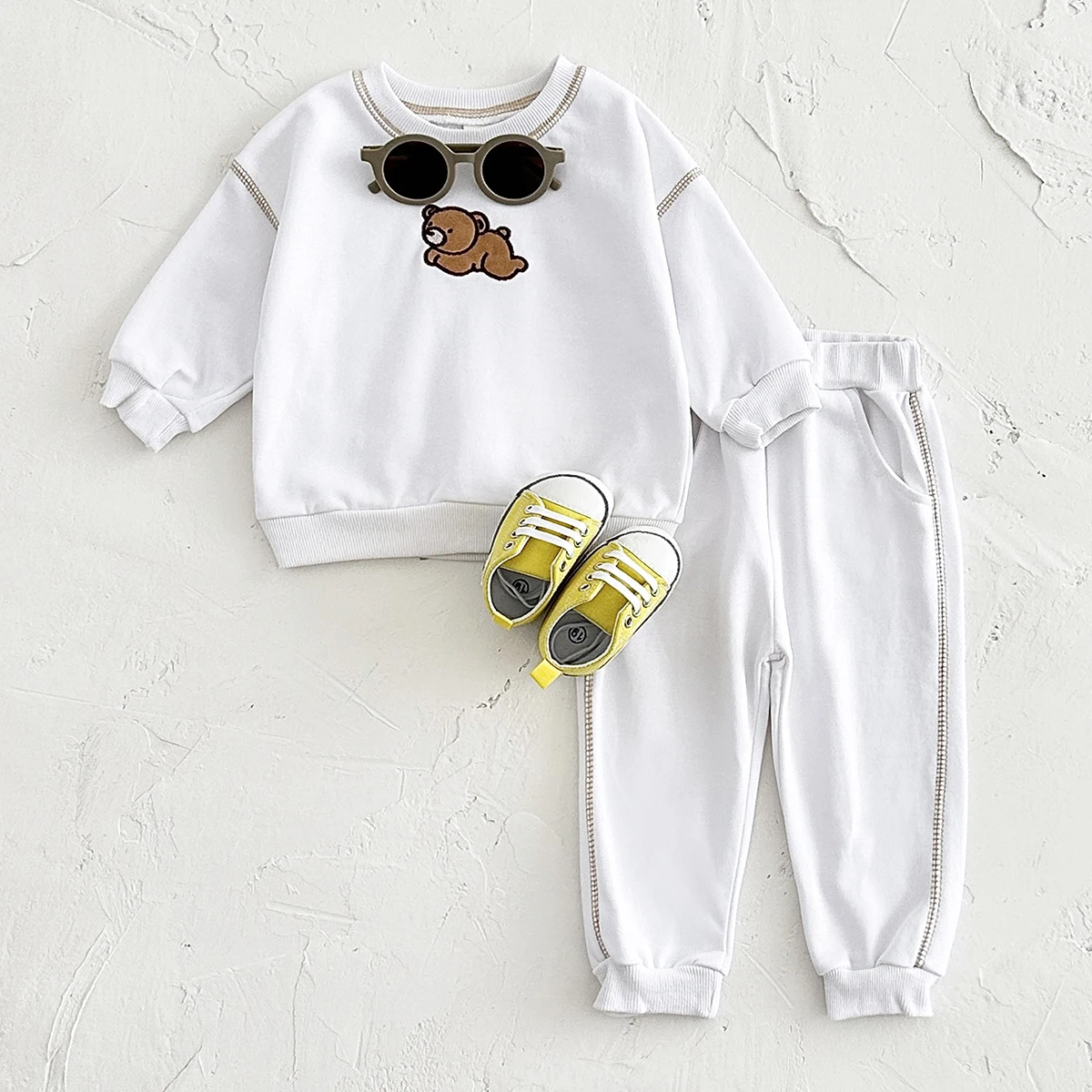 New Baby Sets Spring Autumn Lie Lie Bear Cute Embroidery Toddler Boys Girls Clothes Kids Tracksuit Suit Children Clothing