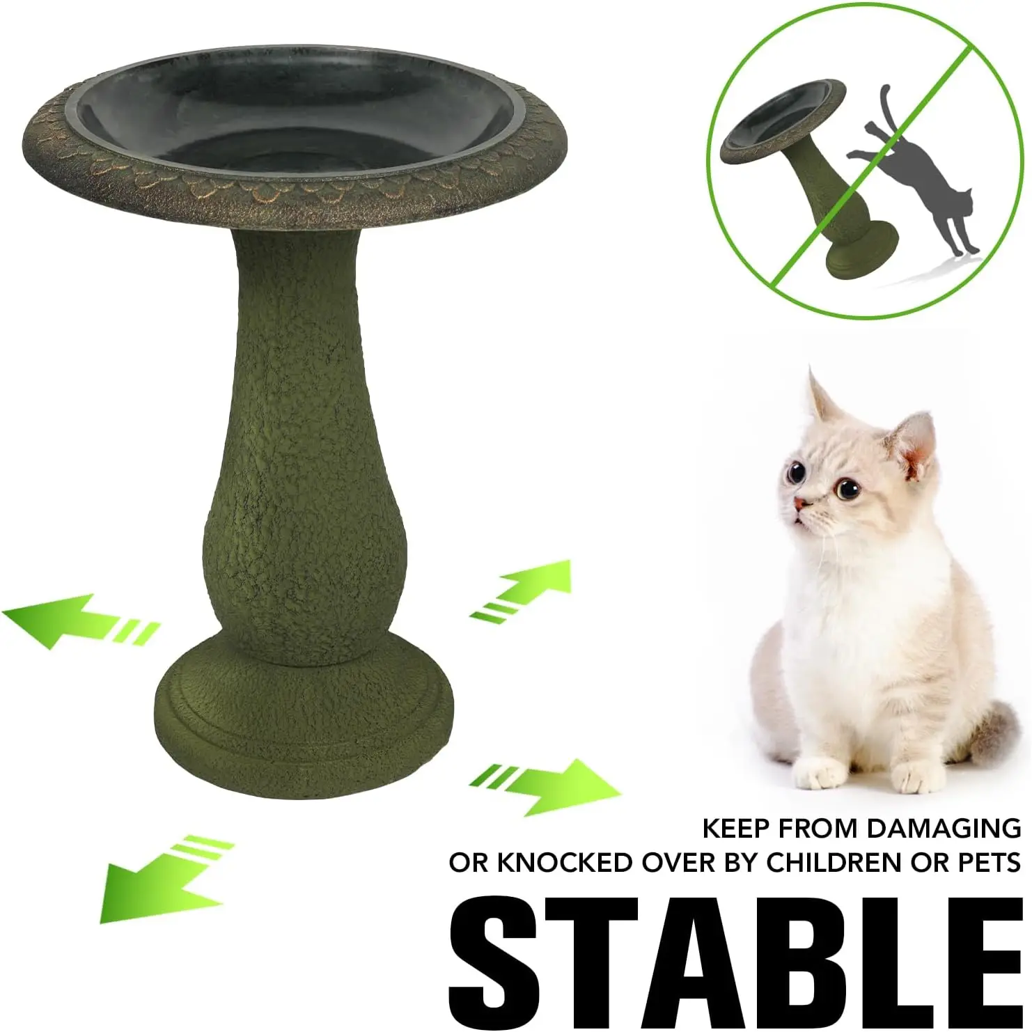 耐候性のある屋外用バードバス、滑り止めの水盤、庭や庭の装飾に最適な耐久性のある大理石調デザイン