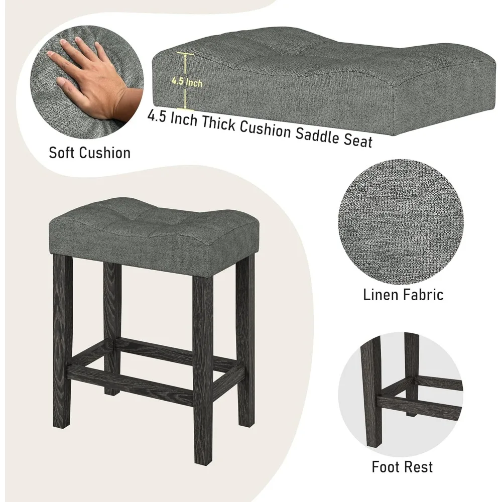 5-Piece Counter Dinner Height Table Set, Indoor Modern Rectangular Dining Table Furniture Set for Kitchen, 35 inch Dining Table