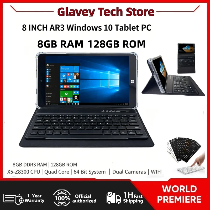 8 INCH 8GB RAM 128GB ROM 64 Bit Tab G6 Pro Windows 10 Tablet PC 1280*800 Pixel Quad Core AR3 Dual Camera 4000mAh Battery