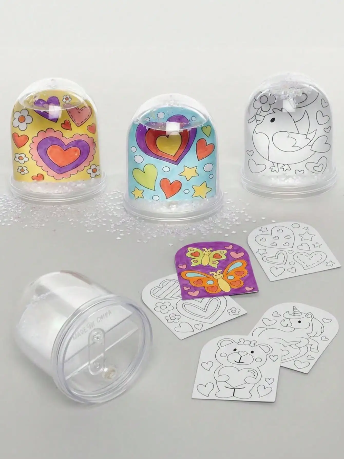 6/2 Pcs DIY Plastic Snow Globe Photo Frame Set - Clear Dome, Heart Cutout, Stable Base, Perfect for Year-Round Crafting - Christ