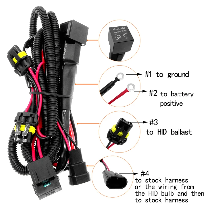 1 Pcs Xenon HID Wire Harenss Wire Light Controller Adapter Plugs Lamp HID Relay Harness Wiring For 9005 9006 H1 H13 H7 H8 H9 H11
