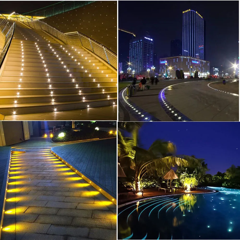 4/6/8pcs Waterproof LED Underground Light 1W Outdoor Deck Stair Ground Garden Path Floor Buried Yard Spot Landscape DC12V 24V