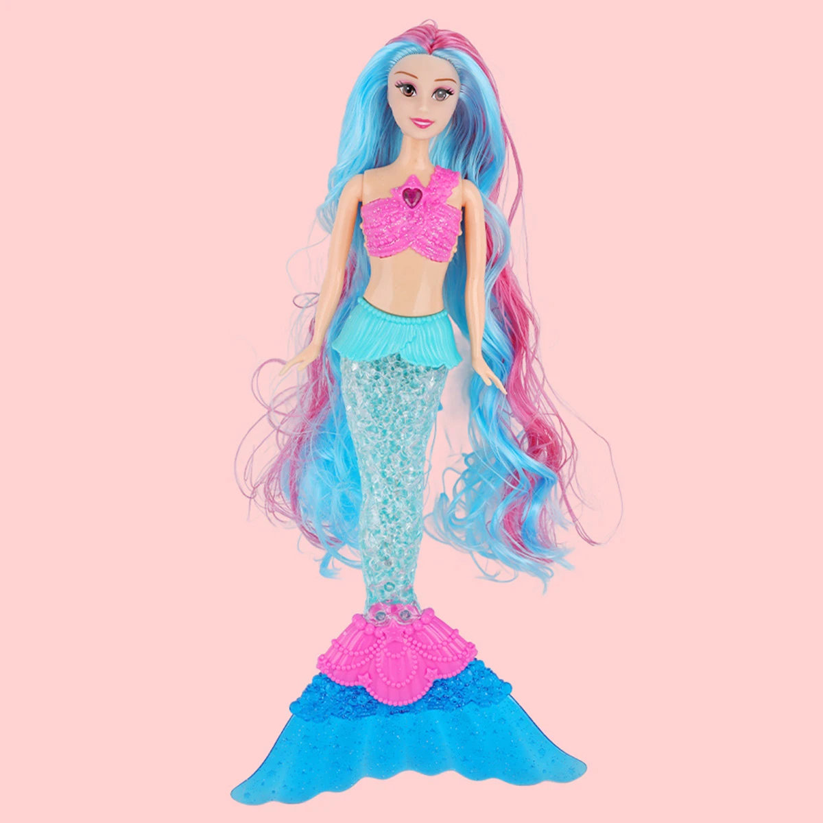 다채로운 긴 머리 인어 공주 인형 장난감 1/6 BJD 인형 관절 조명/음악으로 움직일 수있는 인형 인어 인형 어린이 생일 선물