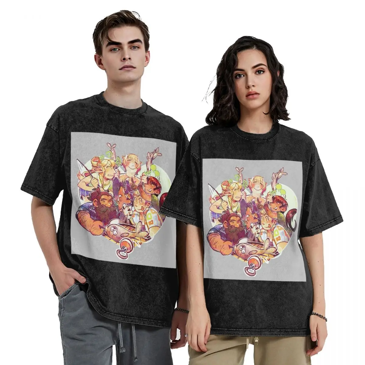 Dungeon Meshi Senshi Delicious In Dungeon Washed T Shirts Printed Short Sleeve Hip Hop T-Shirt Streetwear Tops Tees Men Women