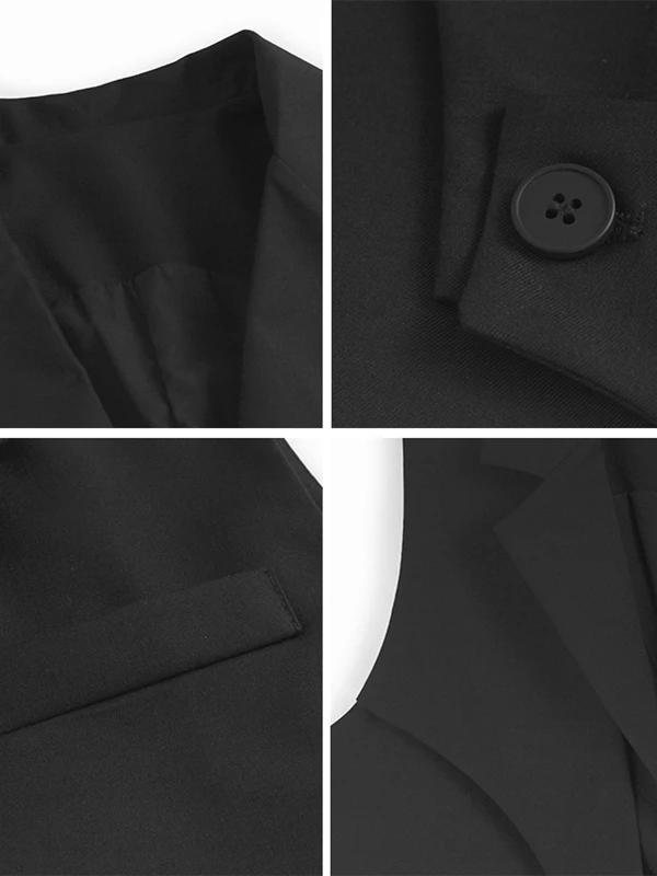 SuperAen 불규칙한 양복 칼라 블랙 조끼 2025 봄과 여름 새로운 느슨한 민소매 틈새 디자인 재킷