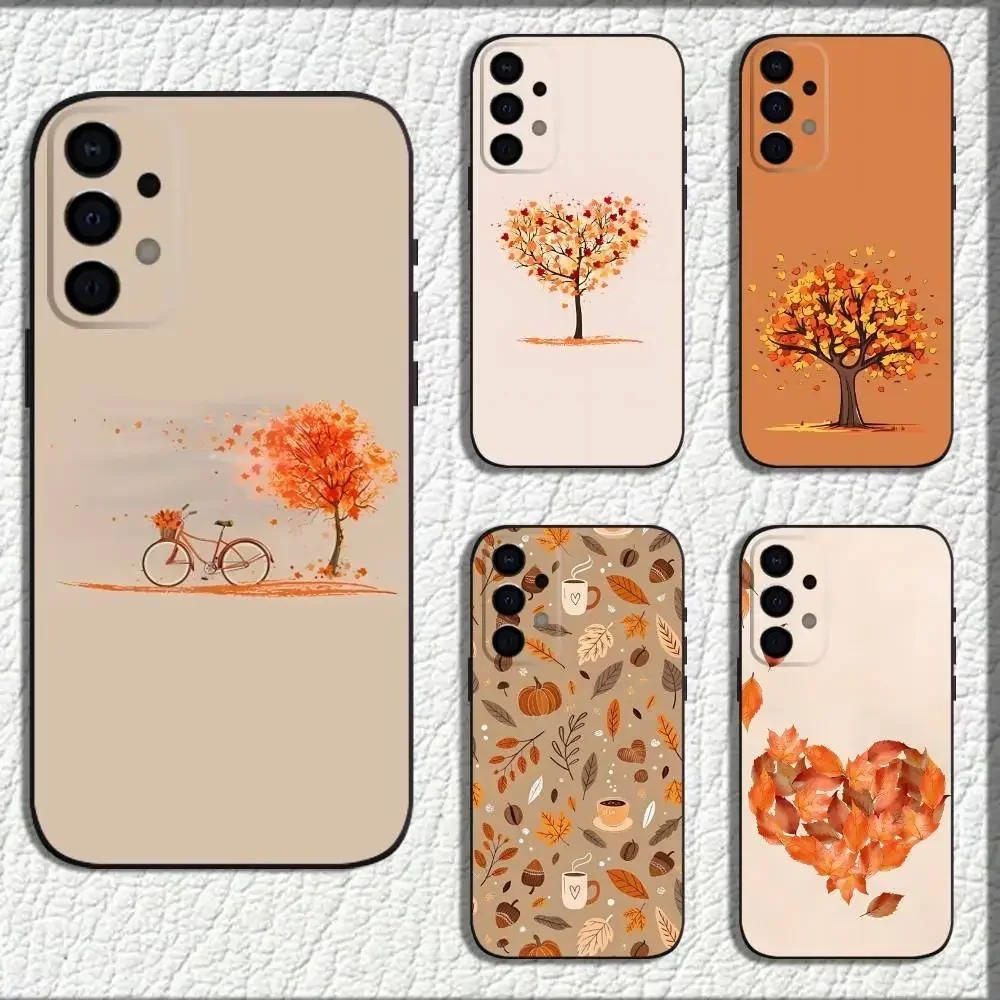 Autumn Leaves Falling Phone Case For Samsung Galaxy A73,72,71,A52,51,40,41,A22,A32,31,A13,12,Note20 Soft Black Shell
