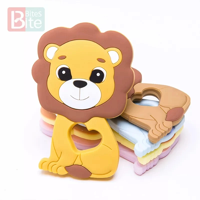 10PCS/5PCS Baby Silicone Teether Lion Pendant Food Grade Perle Silicone Bead Teething Rodent Chewable Children\'S Goods Toys