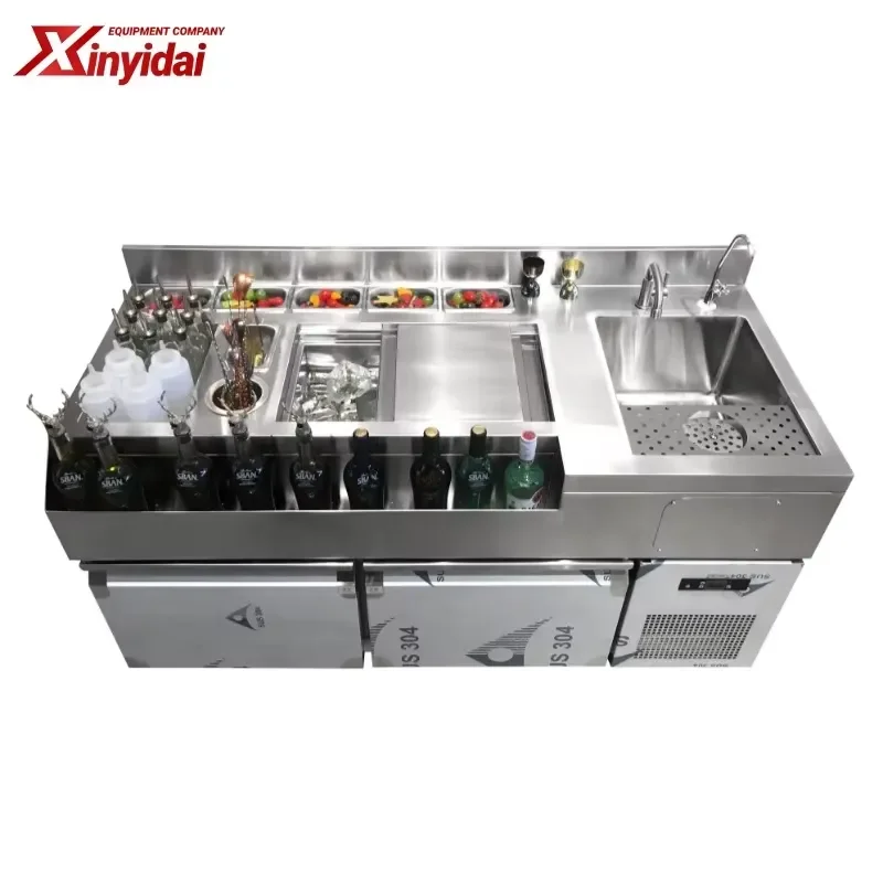 Custom Stainless Steel Cocktail Bar Station for Commercial Use Professional Bartender Console with Durable Metal Frame Design