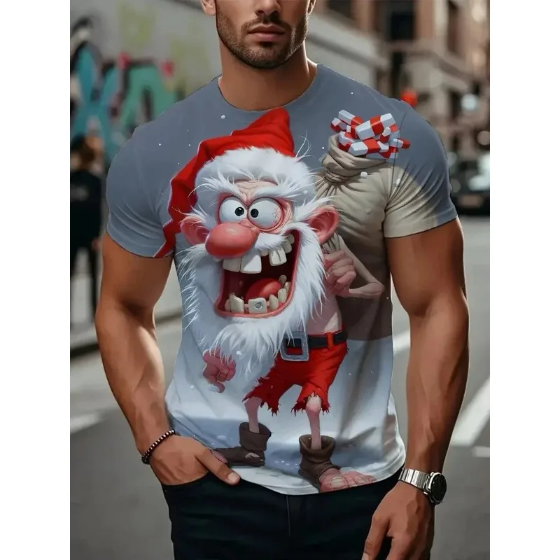 

Christmas 3D Santa Claus Print T Shirt for Men Casual Short Sleeve Tee Shirts Fashion O-Neck Top New Year Gift Oversized T-Shirt