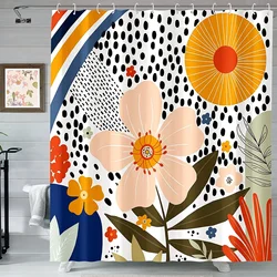 Abstract Shower Curtain Floral Modern Flower Colorful Shower Curtains Fabric Bath Curtains for Bathroom Hooks шторка для ванной