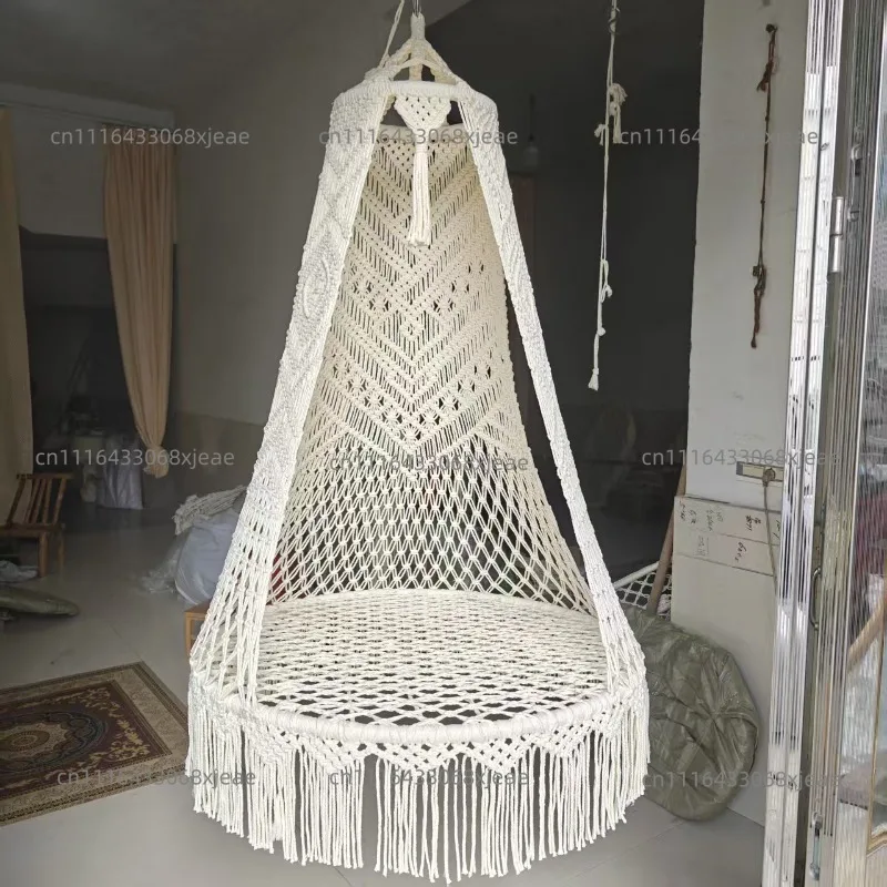 Hand Rope Hanging Basket Chair Indoor Swing Bedroom Household Balcony Patio Cradle Hammock