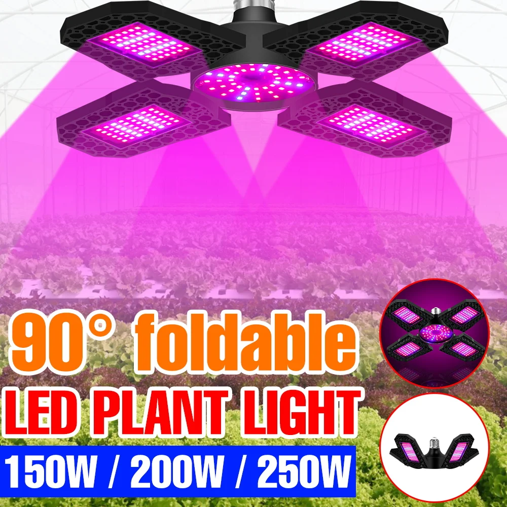 

Светодиодная складная лампа для растений 250 Вт, полный спектр, E27, для выращивания в помещении, теплицах, гроубоксах, для овощей, фруктов, гидропоники