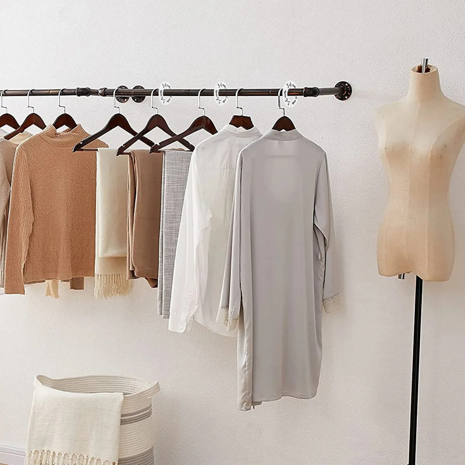 Set di Divisori Rotondi per Vestiti Neonato 0-24 Mesi, Organizzatore Armadio per Cameretta, Divisori per Ordinare Facilmente il Guardaroba dei Bambini