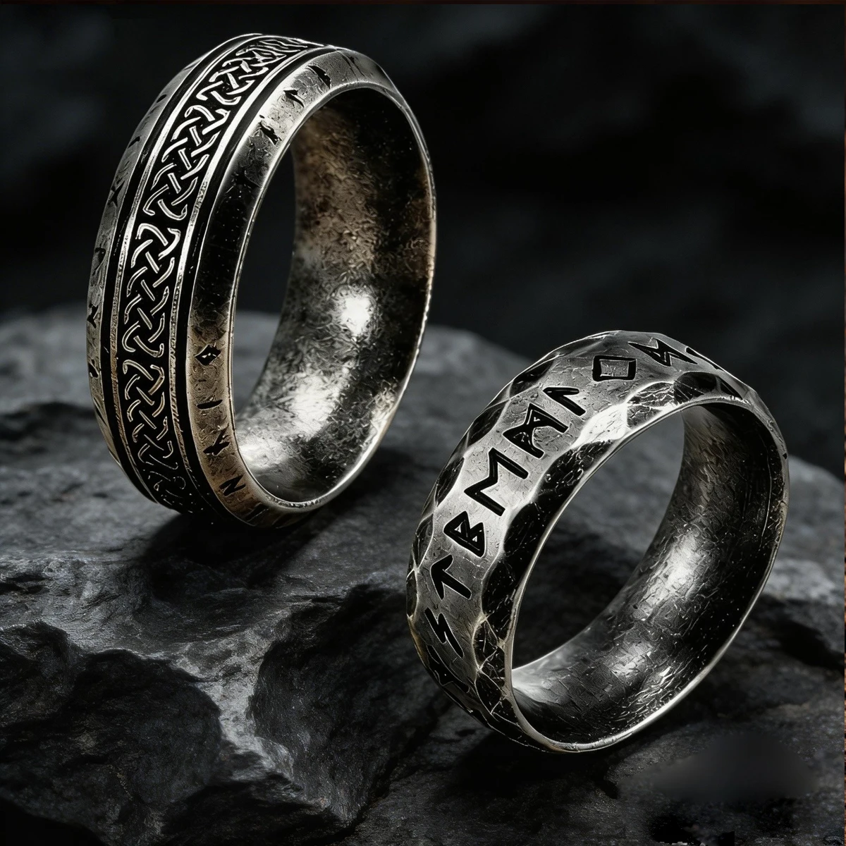 Farsighted Star Edelstahl Viking Runen Ring für Männer und Frauen Vintage Nordischer Keltischer Knoten Ringe Odin Buchstaben Amulett Schmuck