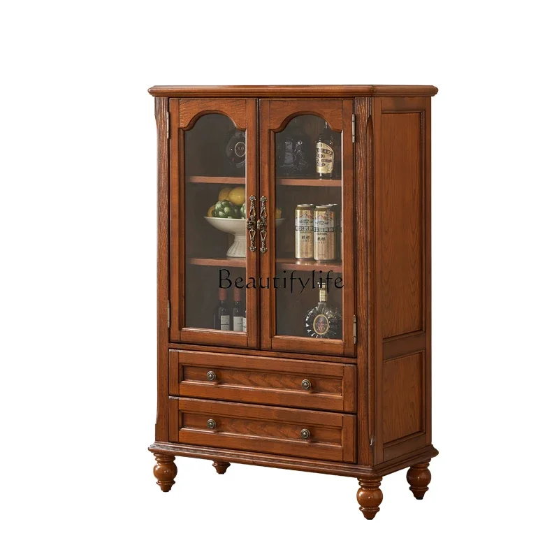 

45Simple American Style Solid Wood Small Wine Cabinet Vintage Sideboard