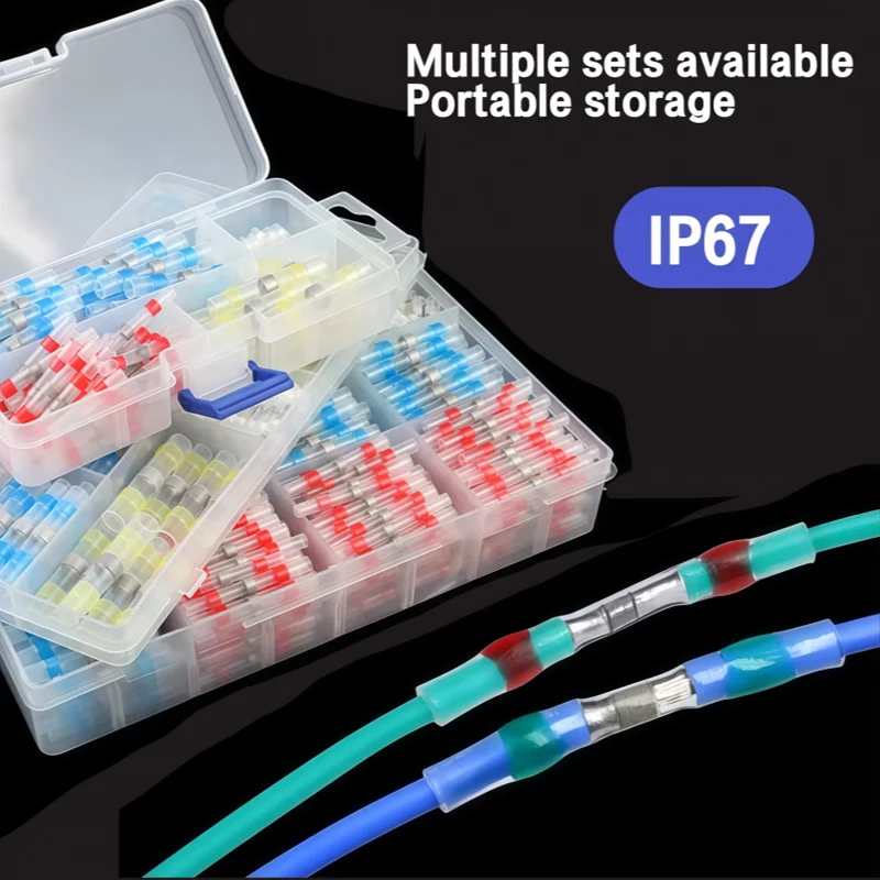 Waterproof Heat Shrink Solder Terminals 1 Box - Insulated Electrical AWG Wire Butt Splice for Quick & Secure Connection