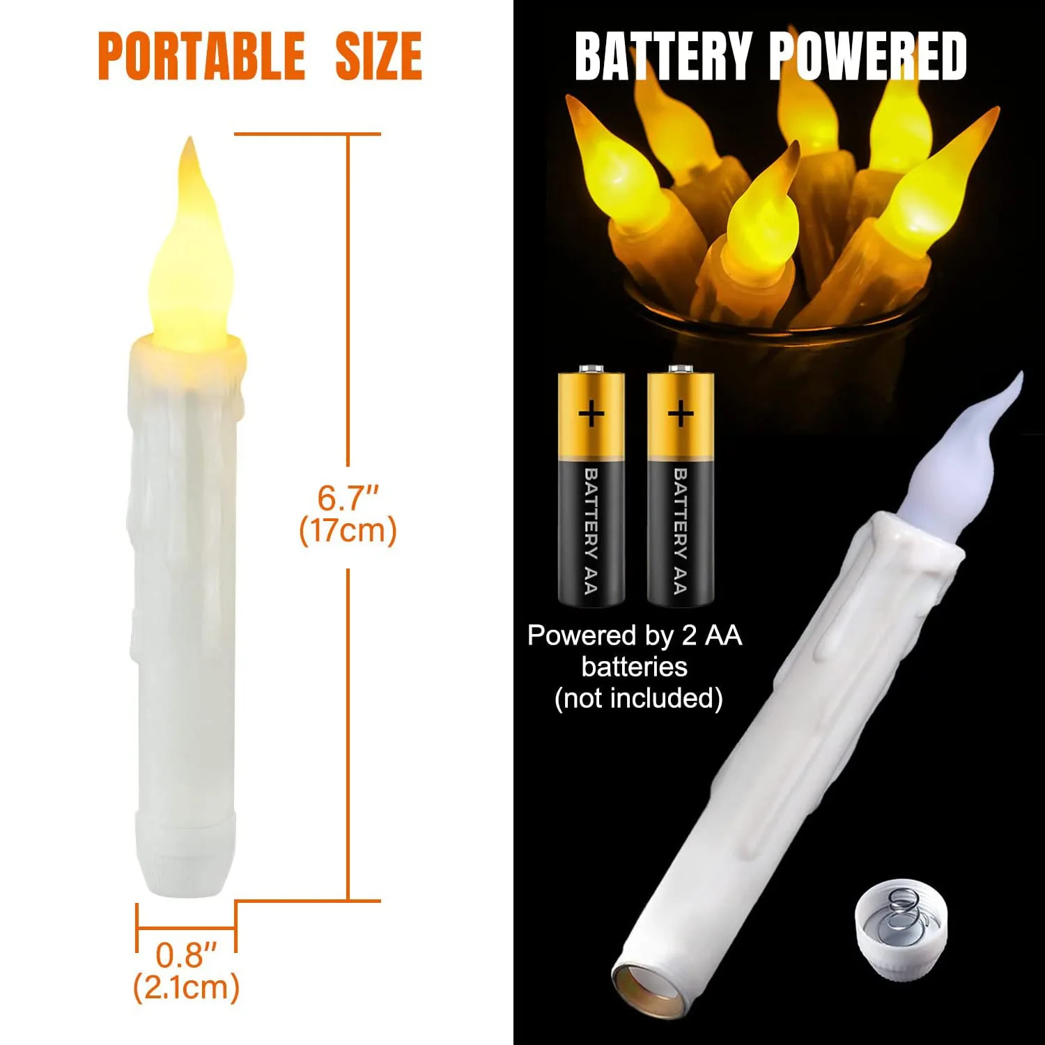Flameless Ivory Taper Candles Flickering with Magic Wand Remote, Battery Operated Led Warm 3D Wick Light Window Candles Real Wax view 6