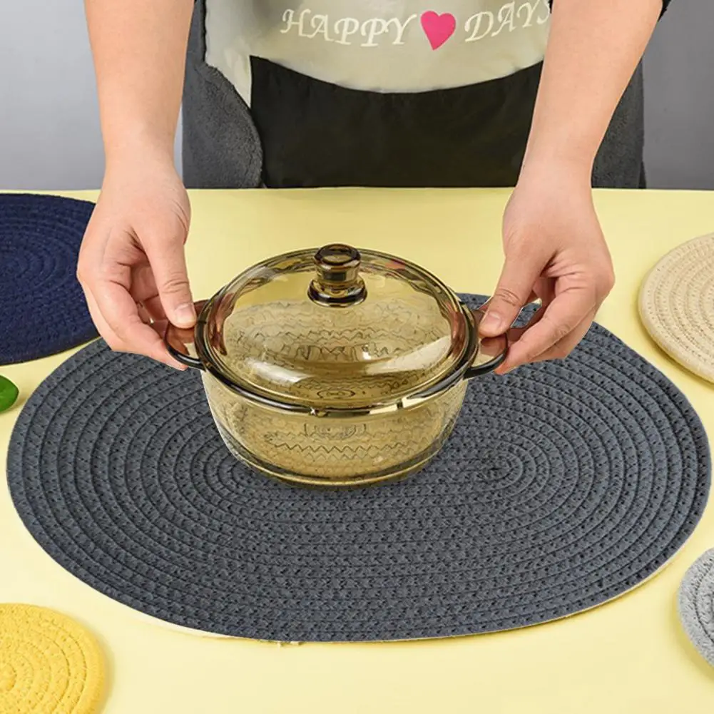 Placemat  Attractive Simplicity Thickened  Oval Table Insulation Mat Household Supplies