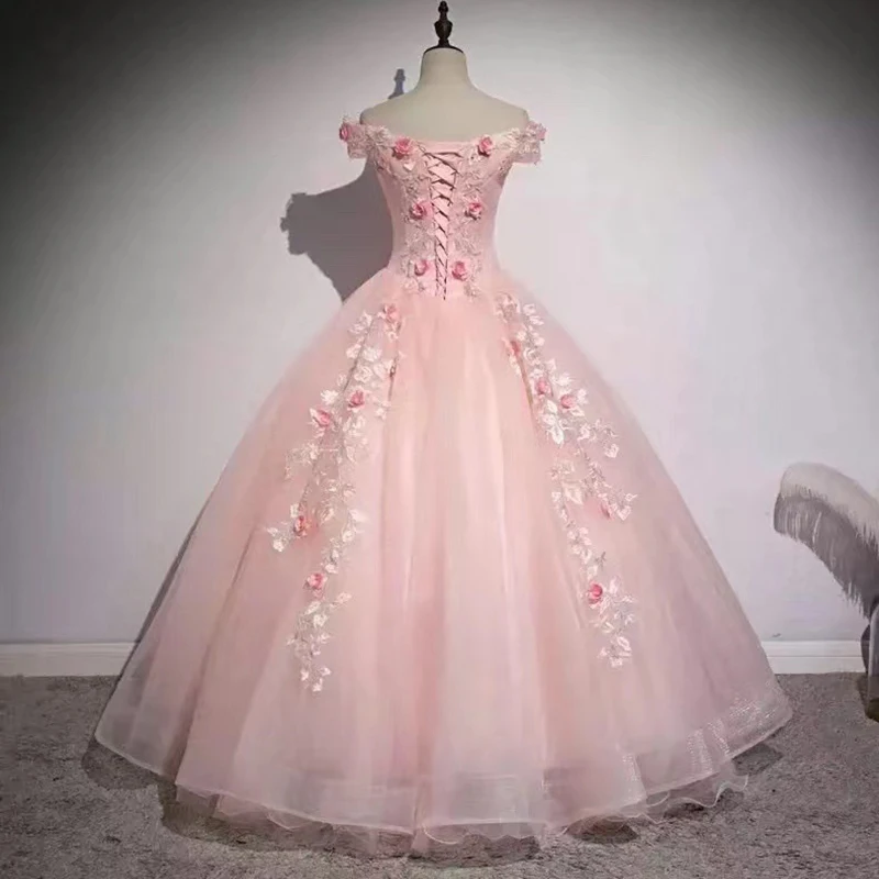 Squisiti abiti Quinceanera 3D fiori Appliques perline per 15 ragazze Ball abiti da festa formali affascinanti abiti da ballo rosa dolce