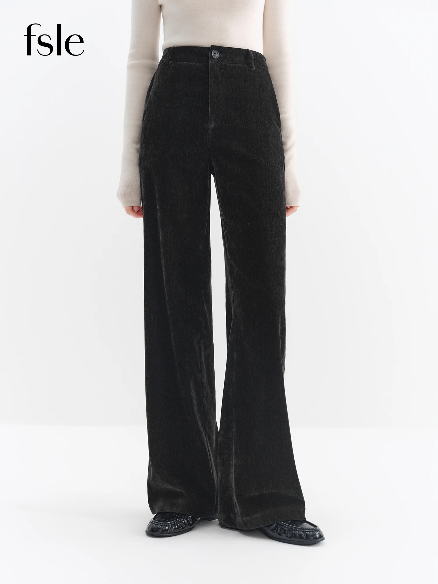 FSLE Chenille Fabric Straight Leg Casual Tros for Women Winter 2025 New Arrival Versatile and for Commuting Floor length pants