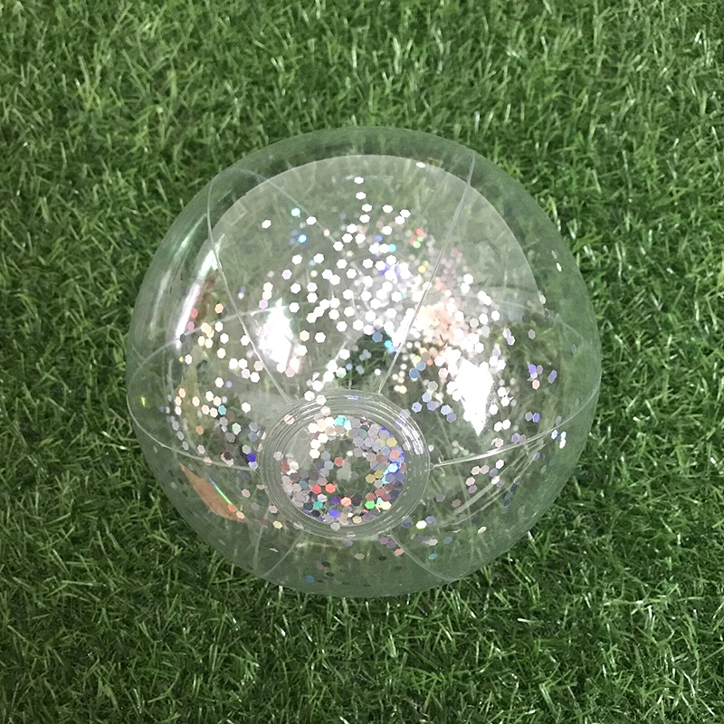 3pcs 15cm Diameter Silver Glitter Inflatable Bubble Beach Ball Toys Transparent Balloon With Sequin For Summer Pool Party