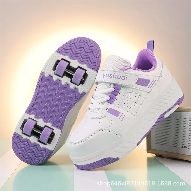New Children's Heelys Boys Double-Wheeled Girls Skates Student Shoes with Wheels Adult Single-Wheeled Transformative Shoes