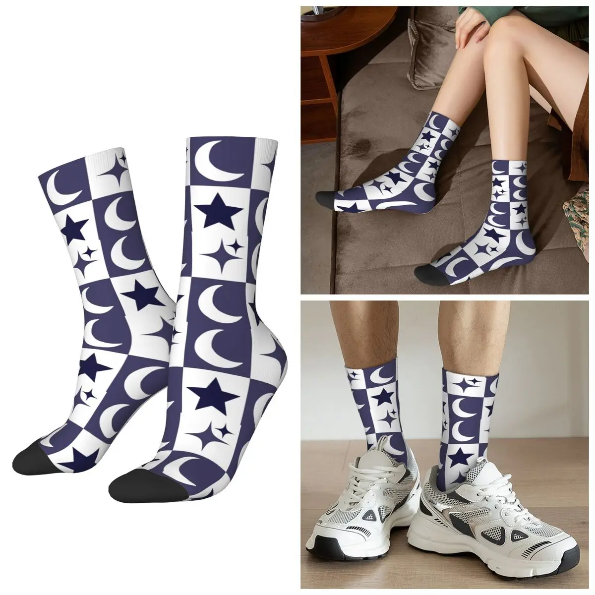 

All Seasons Galaxy Checkerboard Print Socks Harajuku Crew Socks Funny Stockings for Men Women Valentine's Day Gifts