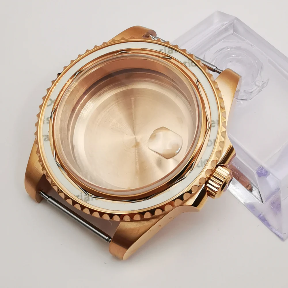 40mm rose gold watch case sapphire glass fit NH34 NH35 NH36 ETA2824 2836 DG2813 3804 Miyota 8215 PT5000 movement