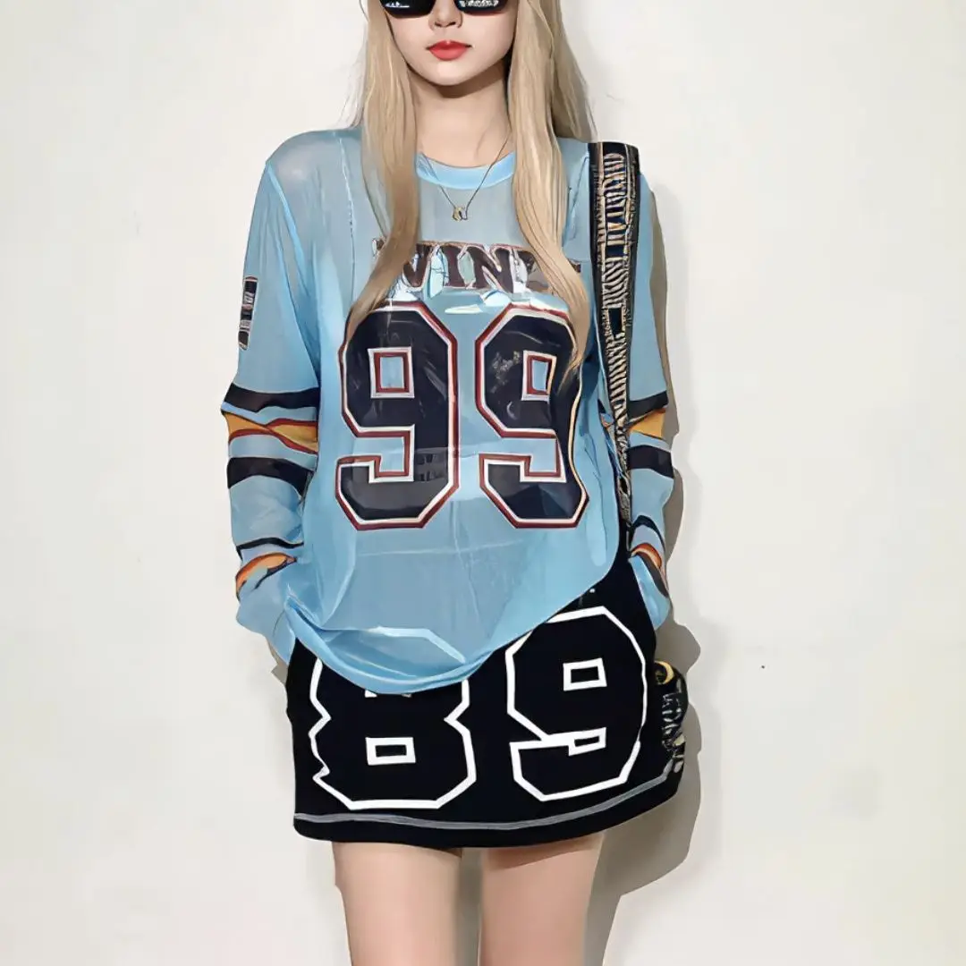 Sunshield Mesh T-Shirt Women's Base Layer Elegant Innerwear Summer Long-Sleeve Thin Cover-Up 2025 New Street Style Collection