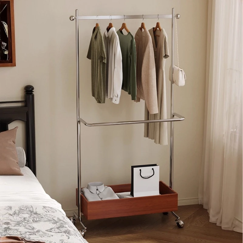 Porte-vêtements de style médiéval pour salon, support vertical amovible pour vêtements, gain de place, porte-vêtements à roulettes, meubles d'intérieur
