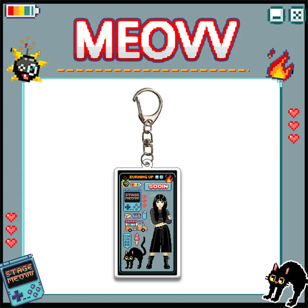 KPOP MEOVV جديد عودة صور المفاتيح SOOIN GAWON آنا نارين إيلا الاكريليك كيرينغ قلادة شكل مربع حقيبة اكسسوارات المشجعين هدية #3