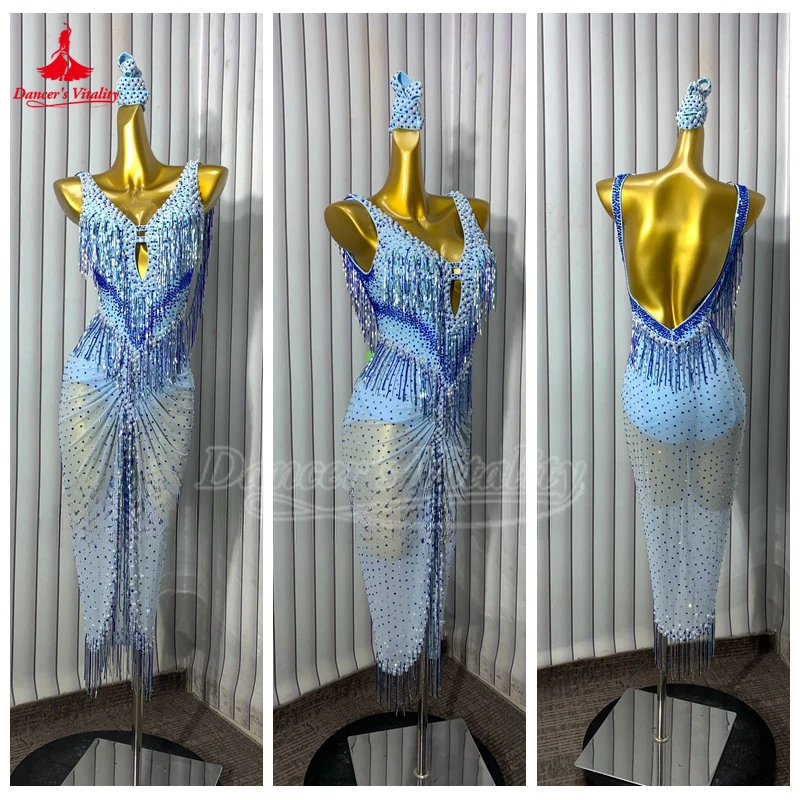 Esame laureato di danza latina femminile, personalizzazione dell'attrezzatura per spettacoli e competizioni Jive Salsa Samba Chacha Rumba Dress