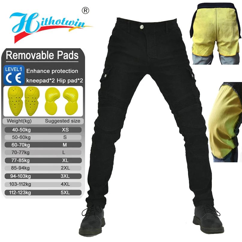 Kevlar motorjeans voor heren Versterkte, slijtvaste beschermende rijuitrusting Motorcrossbroek voor lente en herfst