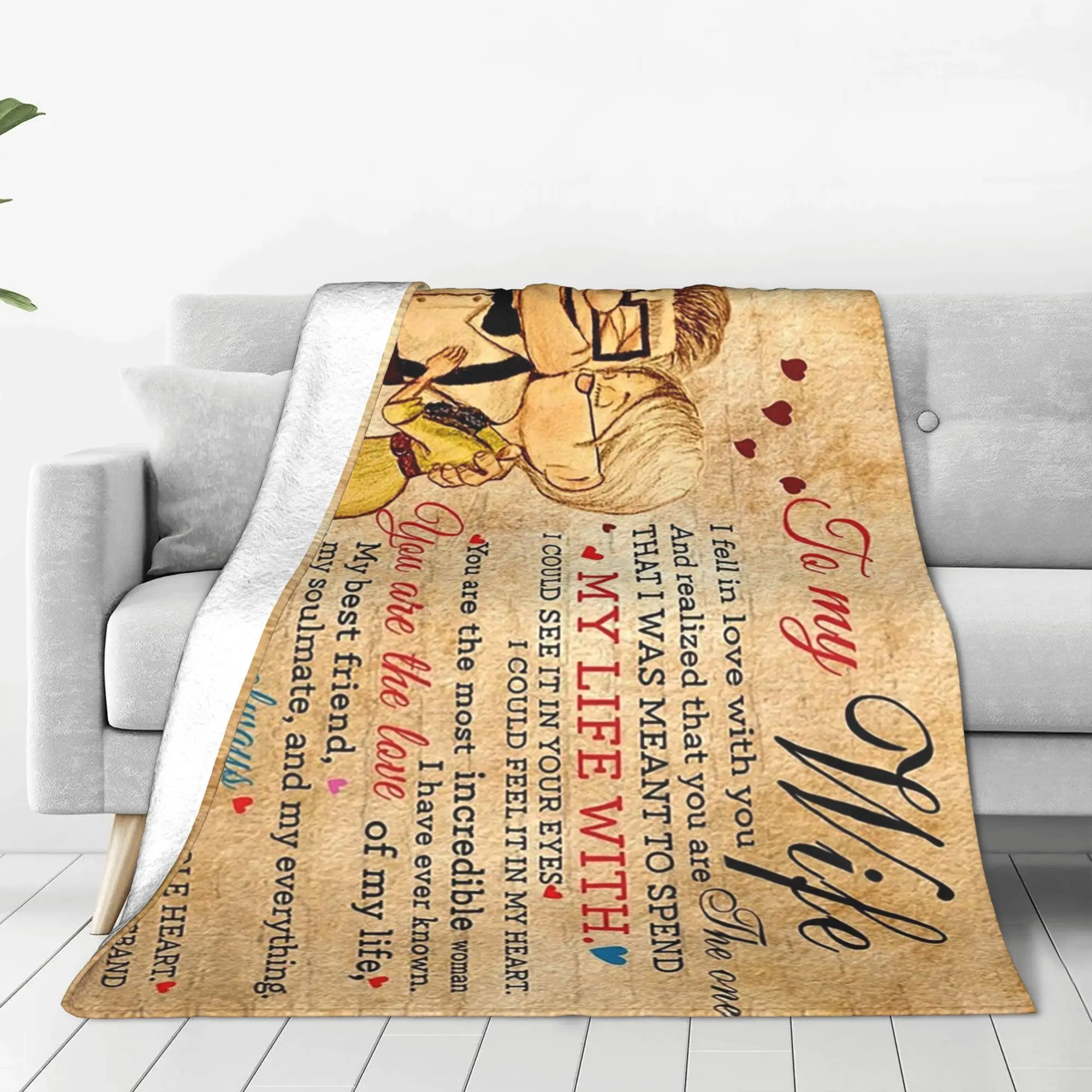 Carl and Ellie To My Wife I Love You Always Blanket Warm Fleece Sofa Throw Blanket for Couch Bedding Office Throws Bedspread