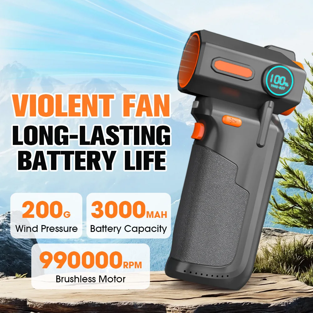 

Wireless Jet Fan 990000RPM Brushless Motor Turbo Jet Blower Car Vacuum Cleaner Lighting/Digital Display Outdoor Portable Blower