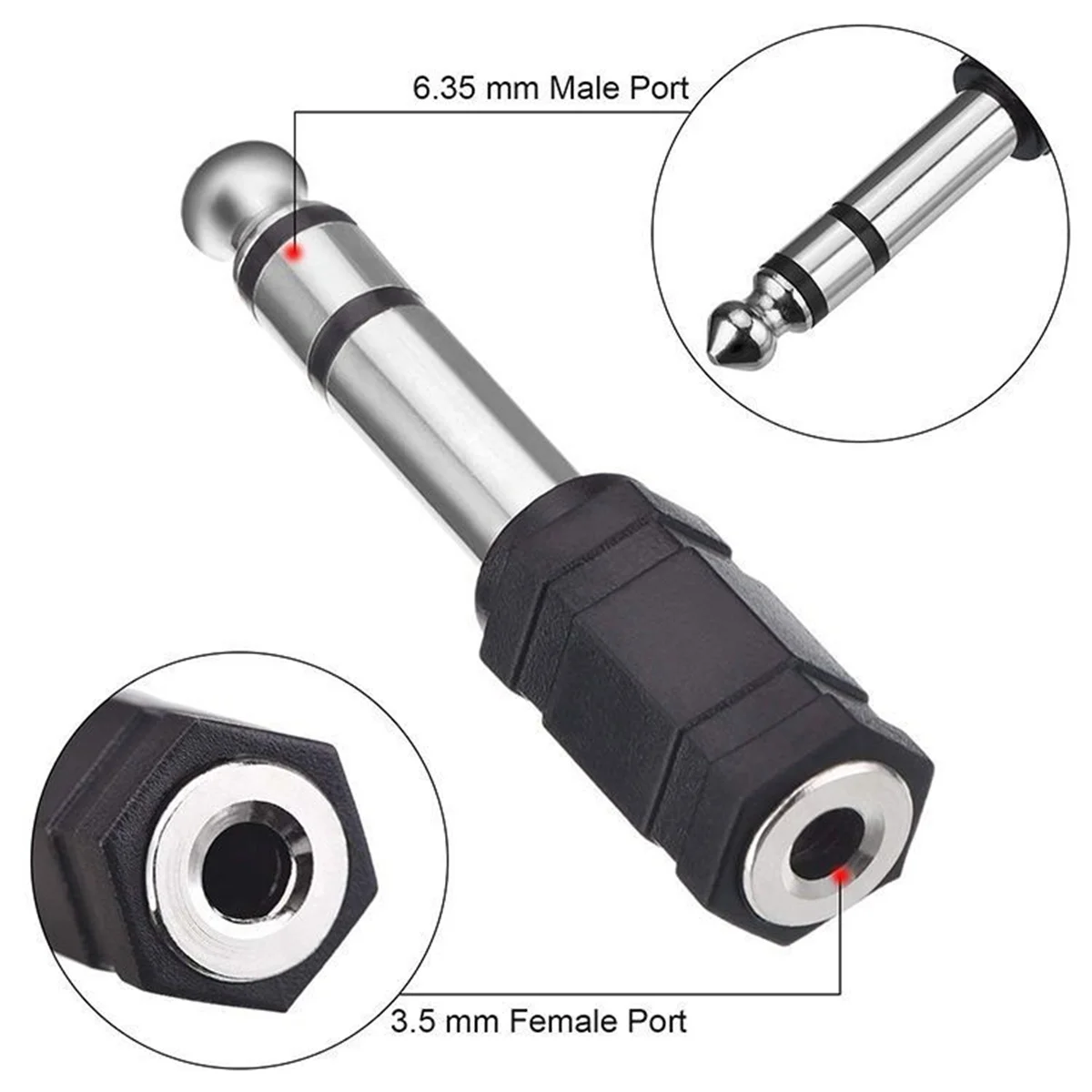 3.5mm Female To 6.35mm Male Stereo Headphone Audio Adaptor Microphone Connector For Pro Audio Applications