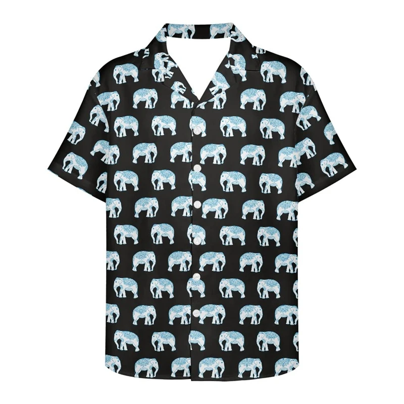 New Full Printing 3D Animal Elephant Kawaii Shirts Men Y2k Tops Cute Shirt Women Street Harajuku Hawaiian Lapel Buttton Blouse