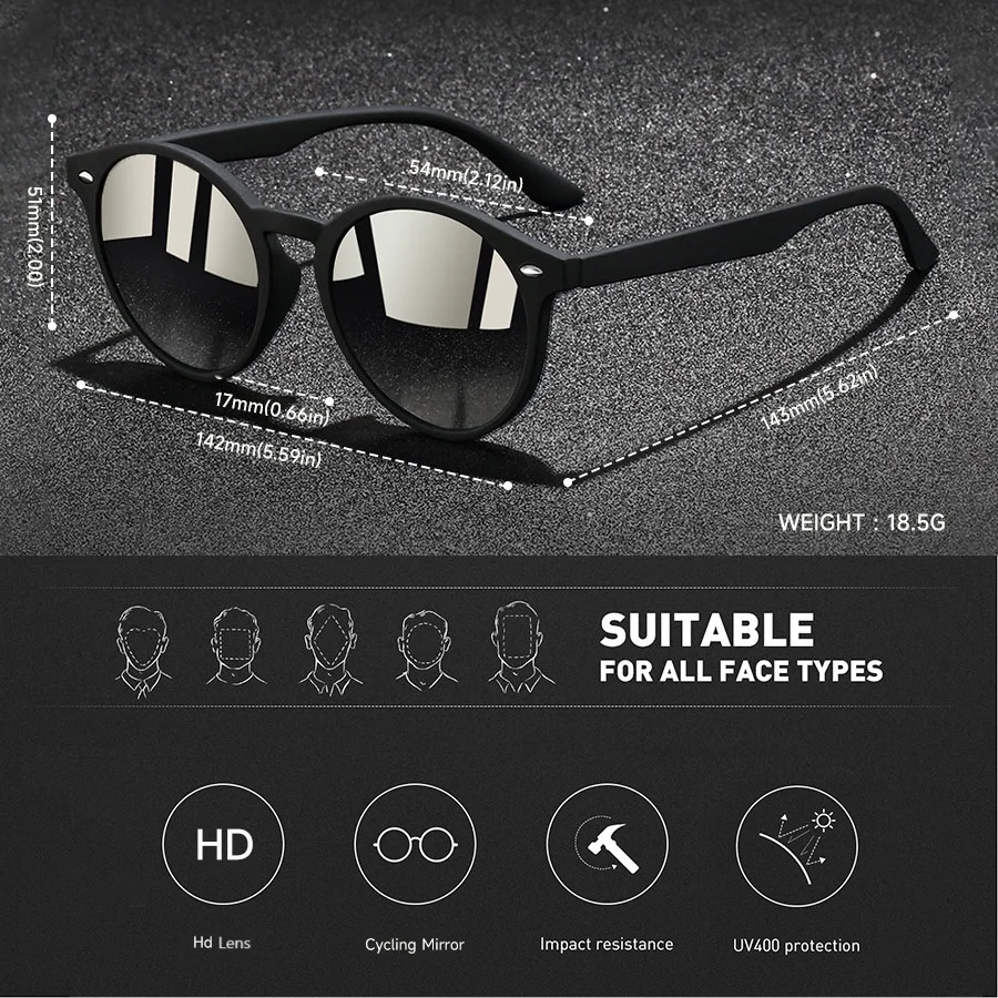 16PCS Fashion Classic Rotundity UV400 Sunglasses Men Women Driving Colorful Trendy Lightweight Outdoor Goggles