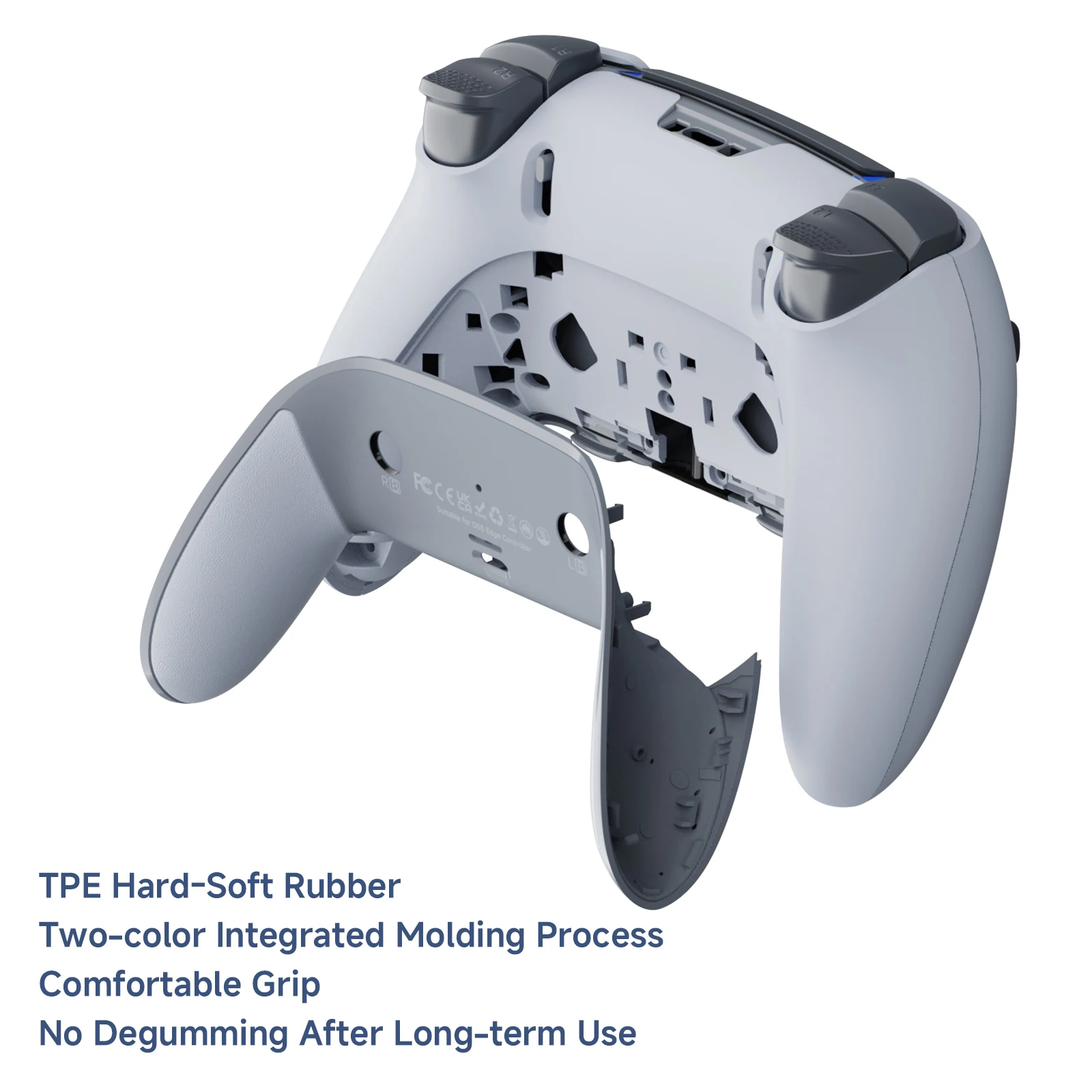 Customized shell compatible with DS5 Elite controller, anti slip integrated molded soft rubber grip, game improvement DIY replac