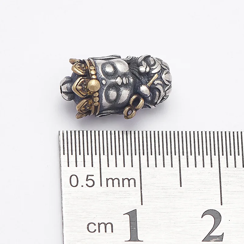 100% 925 Silver Tibetan Buddha Bead Sterling Buddhist Buddha Statue Loose Beads Good Luck Jewelry Findings