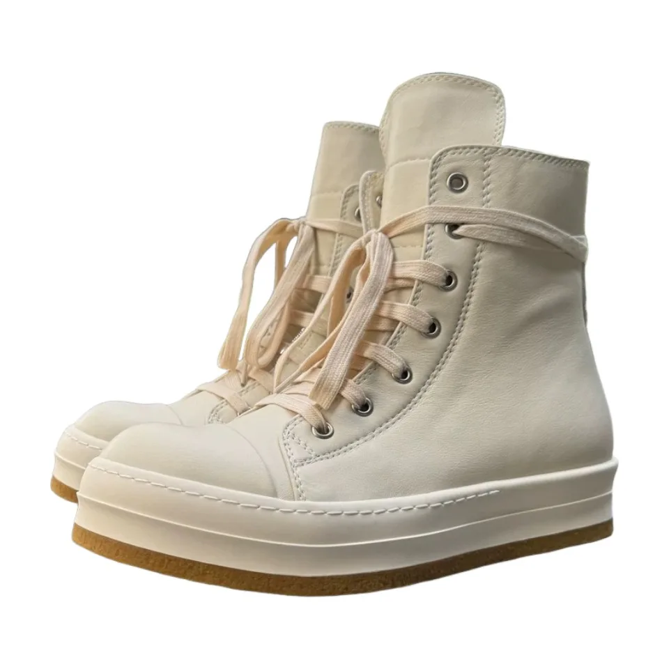 Men's High Top Casual Shpes Women Platform Leather Sneakers Luxury Lace up Zip Classic Designer Shoe for Autumn