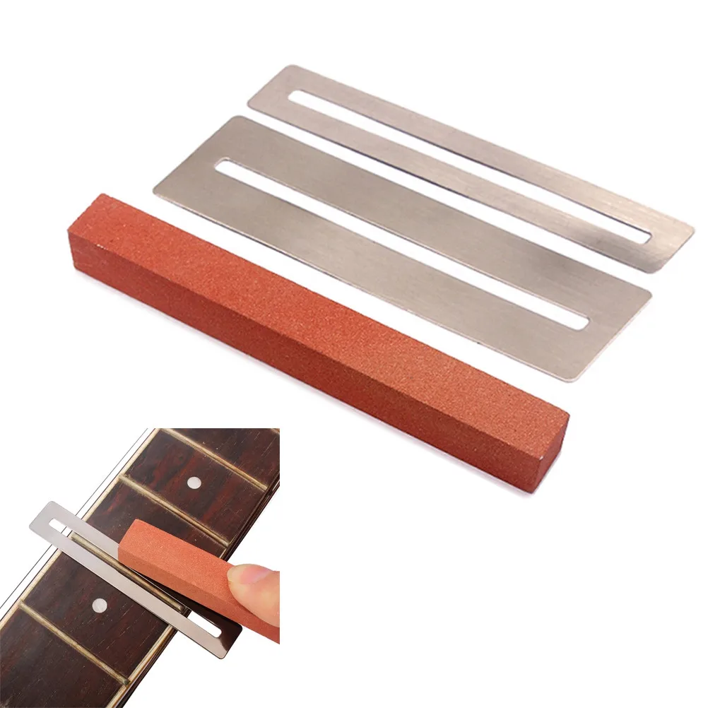 Guitar Fret Wire Sanding Polishing Beam Brown Including Stainless Steel Fret Protector Shims Fretboard Cleaner Polishing