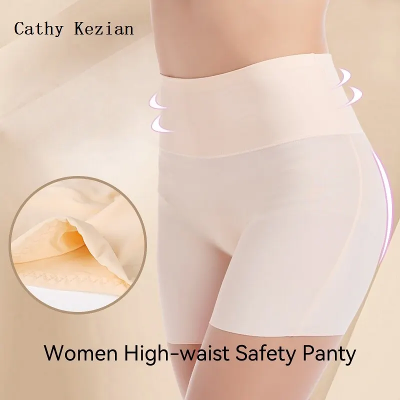 Women High Waist Panties Safety Short Pants Anti Exposure Underwear Corset Pants M L XL Black Skin White Ice Silk Traceless