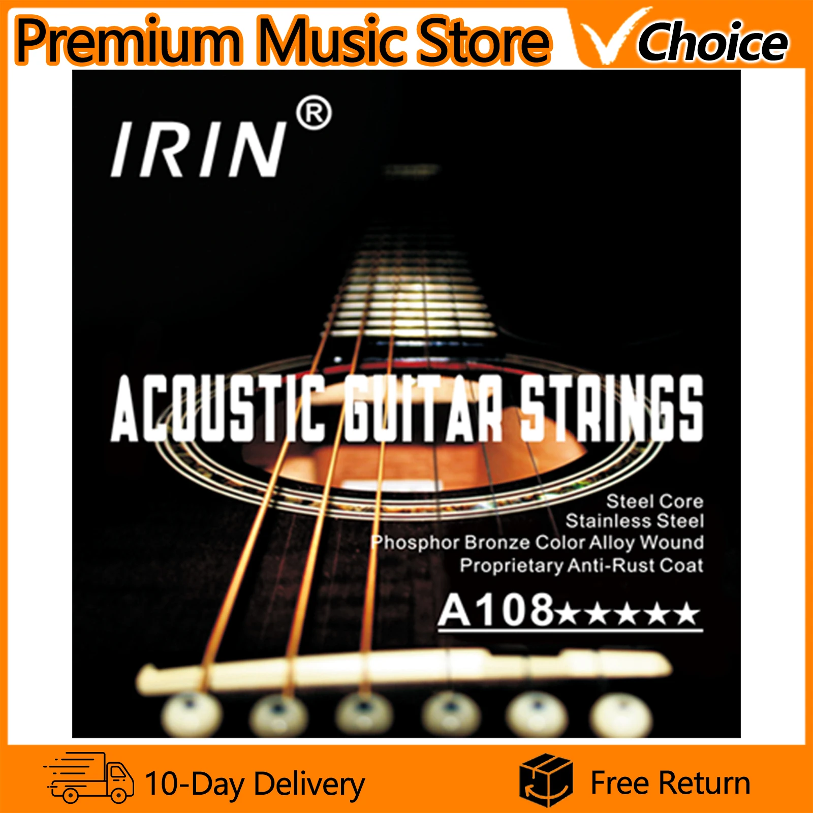 IRIN A108 Akustische Folk Gitarre Saiten Set Sechseckigen Stahl Kern Saiten Musikinstrumente Gitarren Saiten Gitarre Zubehör